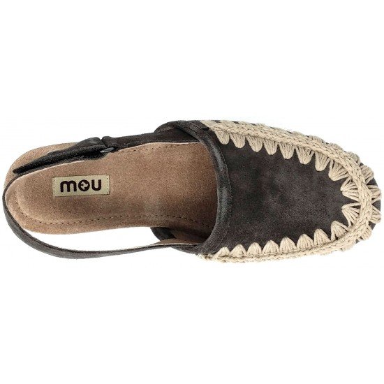 MOU Wood Clog back strap suede - Mujer - Maskezapatos